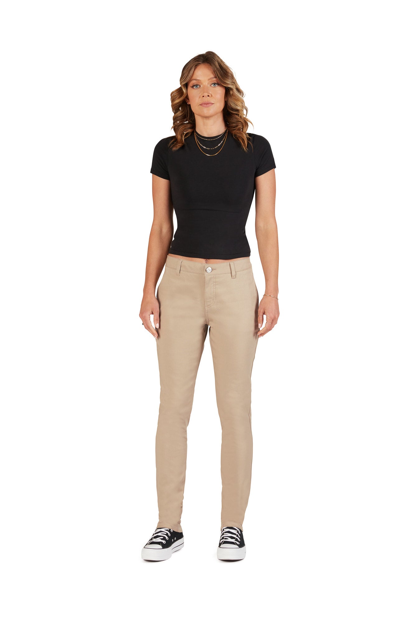 FIVESTAR General 4 Pocket Mid Rise Juniors Stretch Skinny Pants Uniforms Unlimited